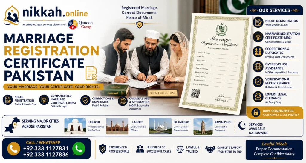 Marriage Registration Certificate Pakistan - Computerized MRC and Nikah Registration